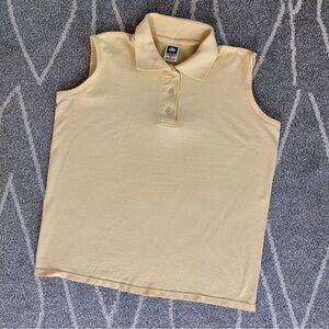 Cotton Deluxe Vintage Yellow Sleeveless Polo Tank Top